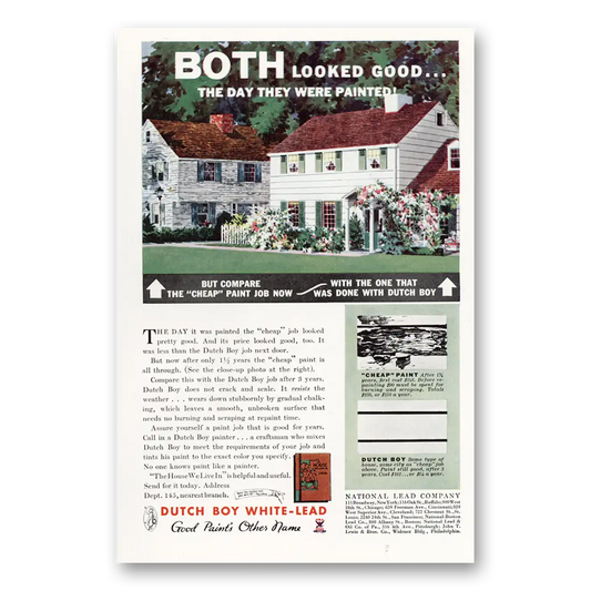 1934 Dutch Boy Paint White Lead Paint Both Looked Good the Day They Were Painted Vintage Magazine Print Ad