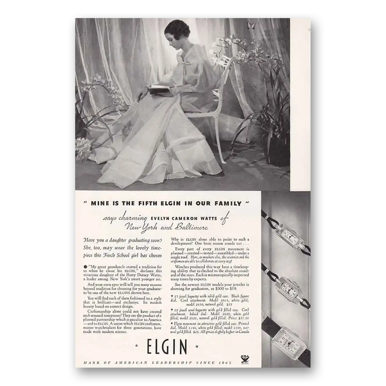 1934 Elgin Watch Company Mine is the Fifth Vintage Magazine Print Ad