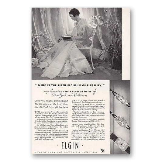 1934 Elgin Watch Company Mine is the Fifth Vintage Magazine Print Ad