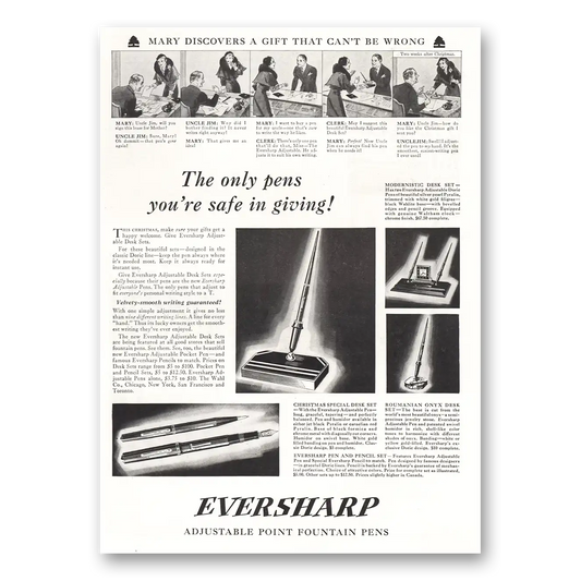 1934 Wahl Eversharp Mary Discovers a Gift Vintage Magazine Print Ad