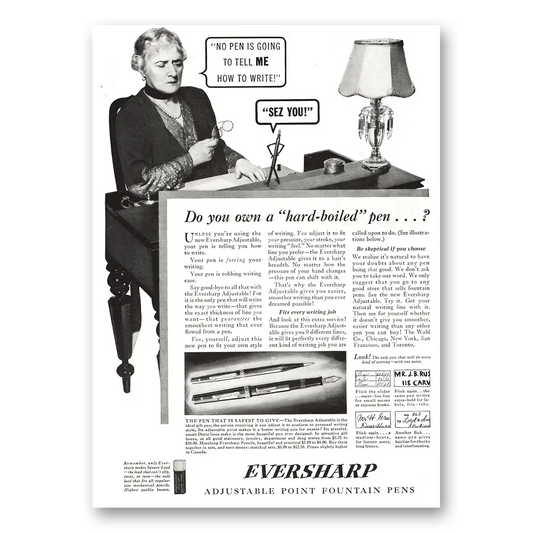 1934 Wahl Eversharp Do You Own a Hard Boiled Pen Vintage Magazine Print Ad