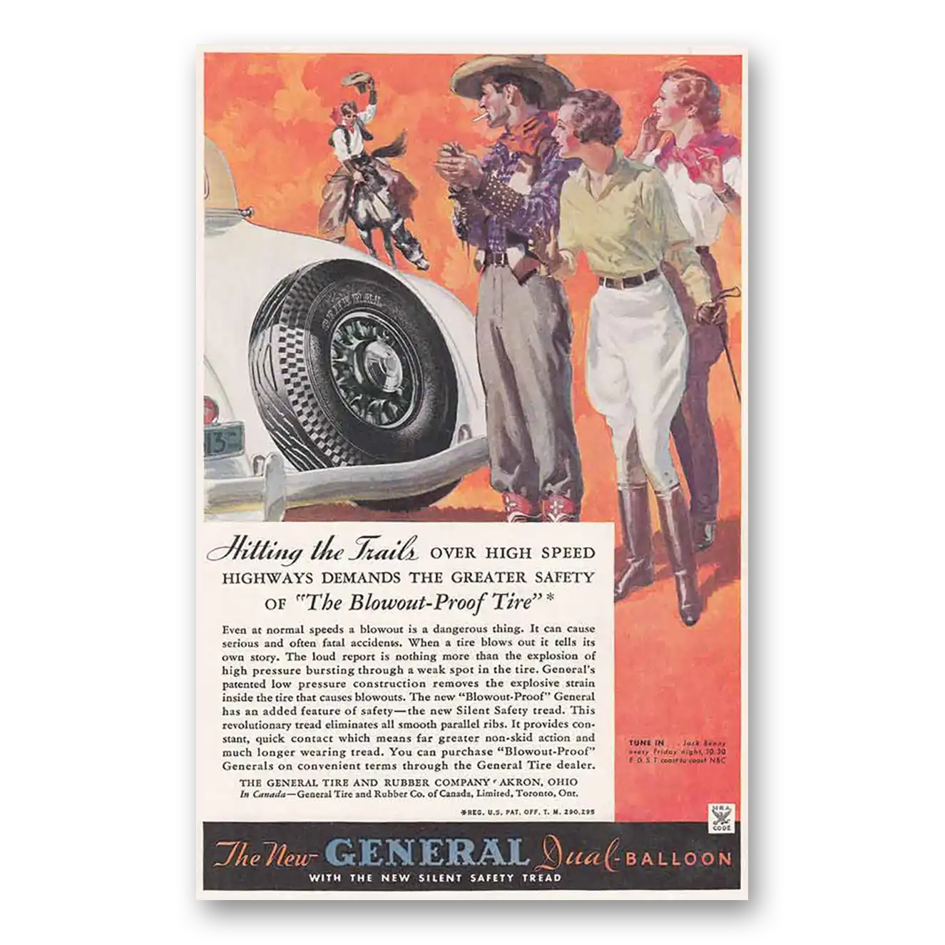 1934 General Tire Dual Balloon Tires Hitting the Trails Vintage Magazine Print Ad