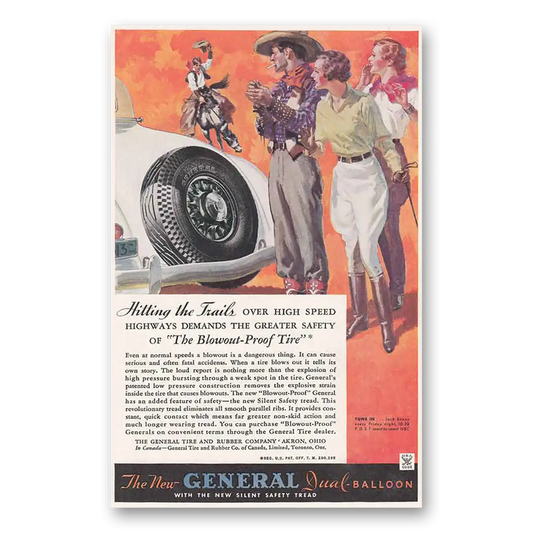 1934 General Tire Dual Balloon Tires Hitting the Trails Vintage Magazine Print Ad