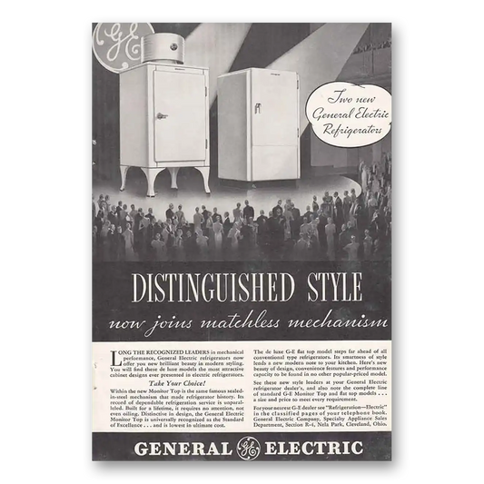 1934 General Electric Refrigerator Distinguished Style Vintage Magazine Print Ad