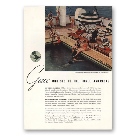 1934 Grace Line Cruises to the Three Americas Vintage Magazine Print Ad