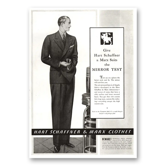 1934 Hart Schaffner Marx Suits The Mirror Test Vintage Magazine Print Ad