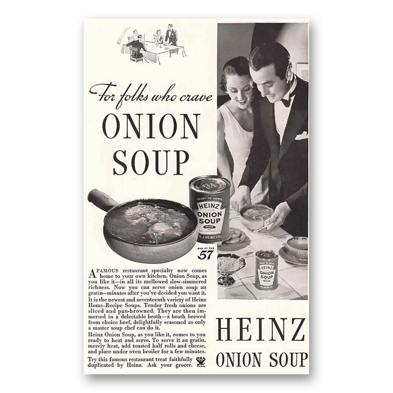 1934 Heinz Onion Soup Crave Vintage Magazine Print Ad