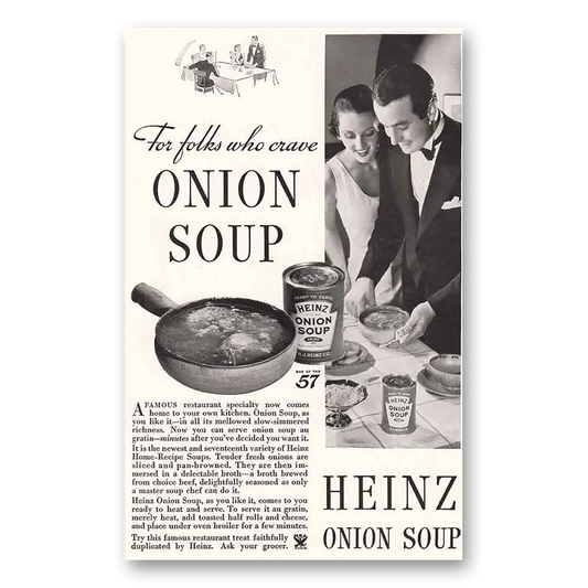 1934 Heinz Onion Soup Crave Vintage Magazine Print Ad