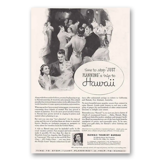 1934 Hawaii Time to Stop Just Planning a Trip to Hawaii Vintage Magazine Print Ad