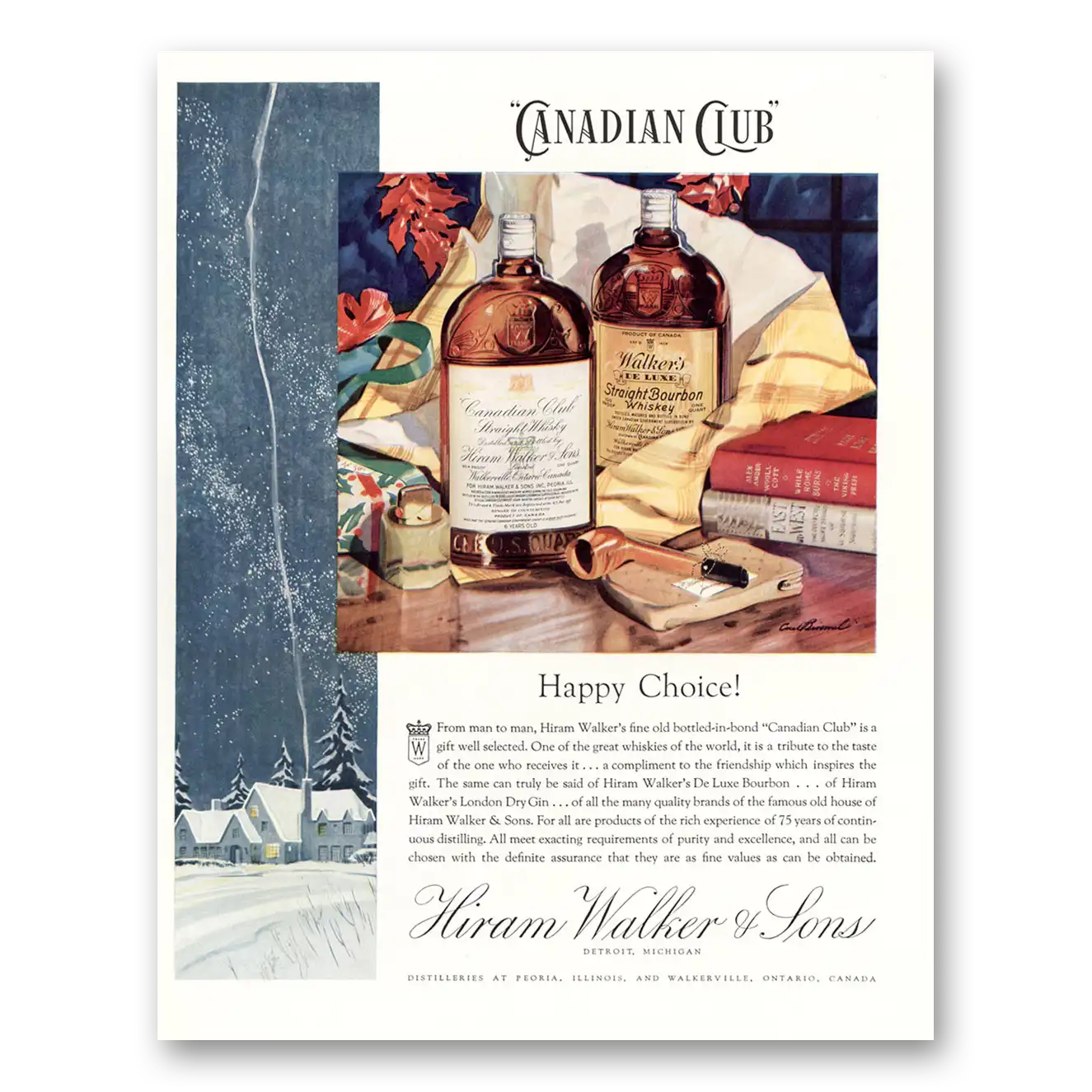 1934 Hiram Walker Happy Choice Vintage Magazine Print Ad