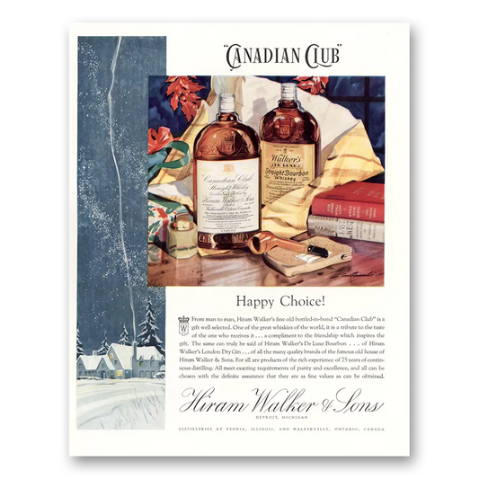 1934 Hiram Walker Happy Choice Vintage Magazine Print Ad