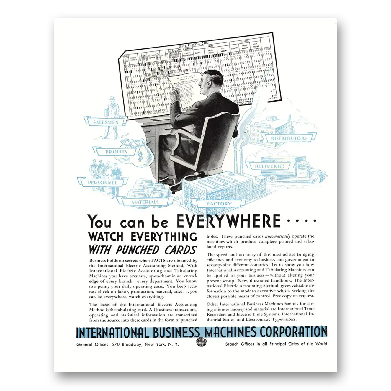 1934 IBM You Can Be Everywhere Vintage Magazine Print Ad