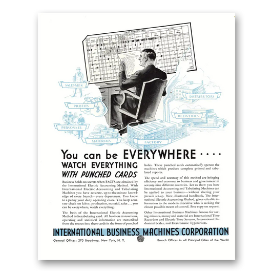 1934 IBM You Can Be Everywhere Vintage Magazine Print Ad