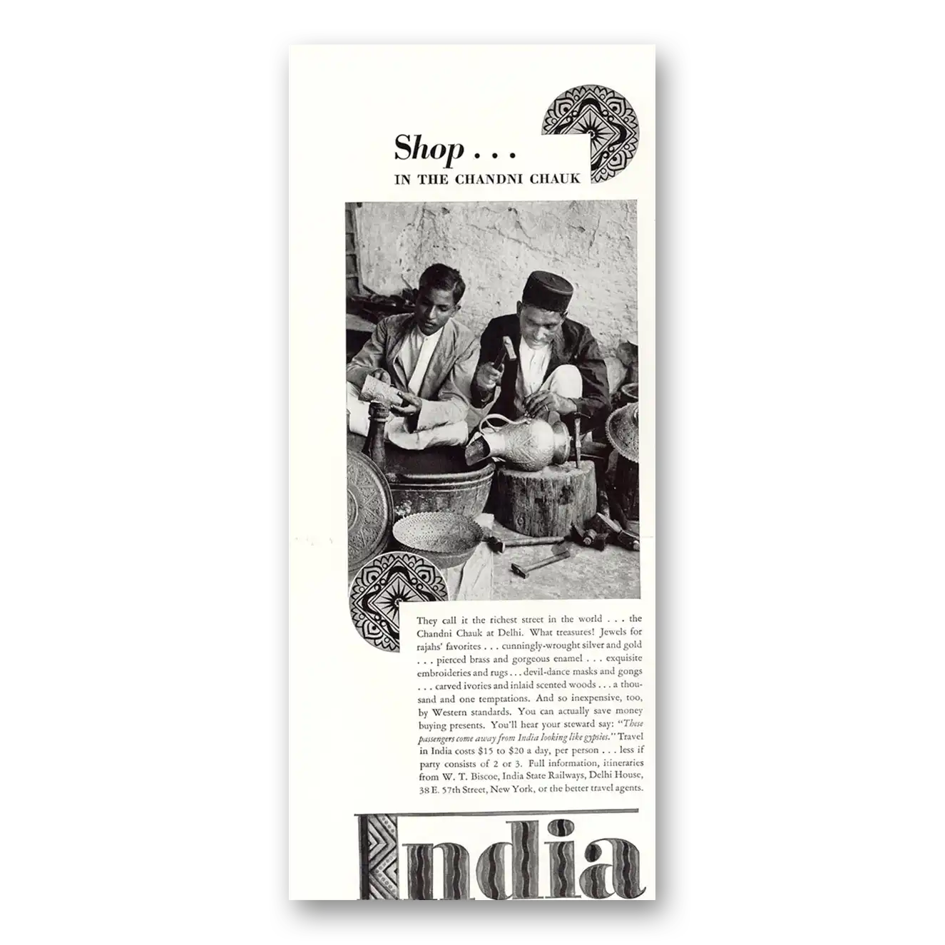 1934 India Shop In the Chandni Chauk Vintage Magazine Print Ad