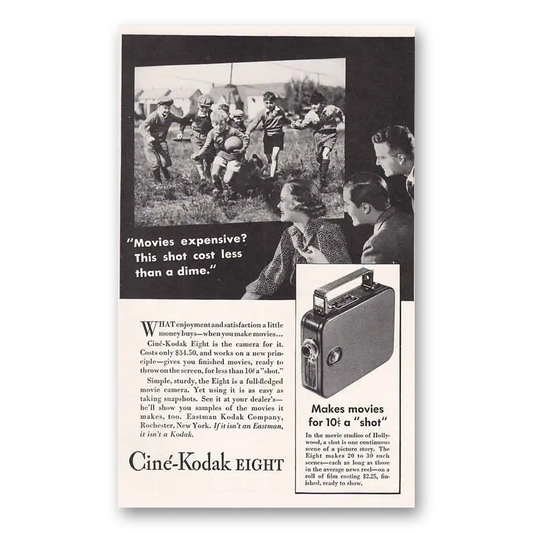 1934 Cine Kodak Eight Camera Football Kids Vintage Magazine Print Ad