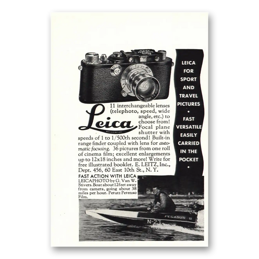 1934 Leica Cameras Camera For Sport and Travel Vintage Magazine Print Ad