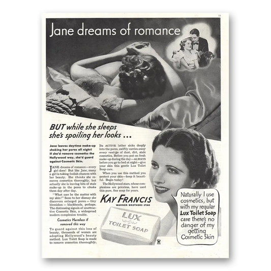 1934 Lux Toilet Soap Kay Francis Vintage Magazine Print Ad