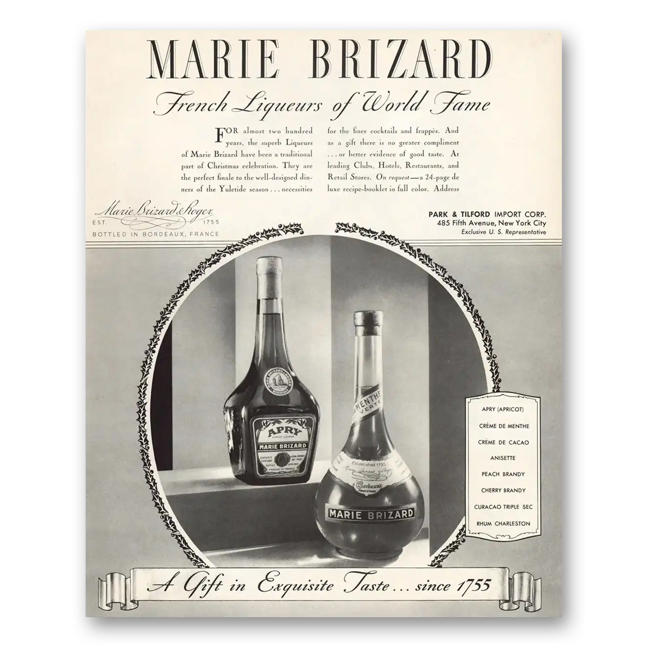 1934 Marie Brizard French Liqueurs French Liqueurs of World Fame Vintage Magazine Print Ad