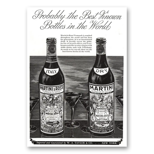 1934 Martini & Rossi Best Known Bottles in the World Vintage Magazine Print Ad