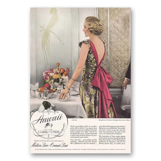 1934 Matson Line Oceanic Line Dining Saloon Vintage Magazine Print Ad