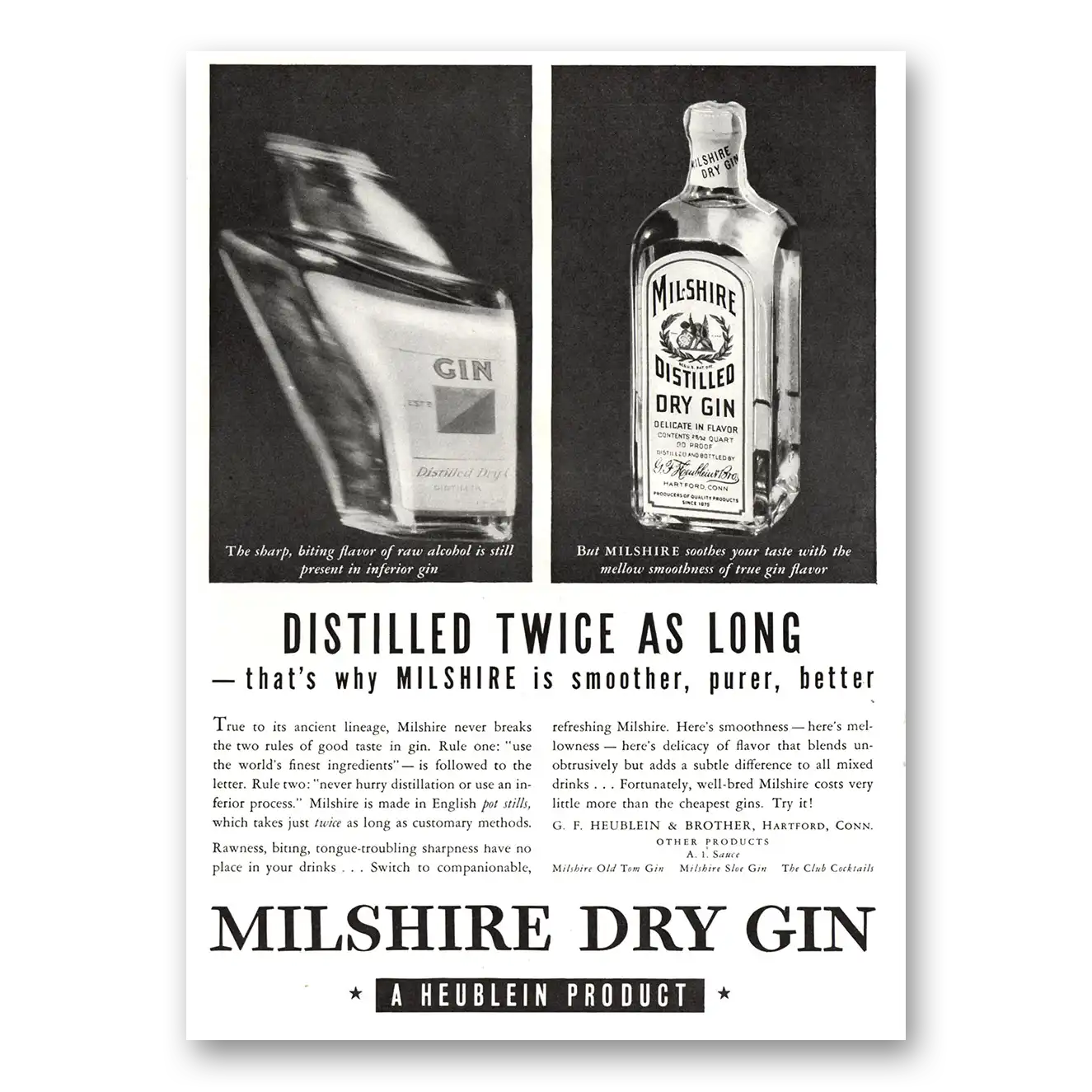 1934 Milshire Dry Gin Milshire Dry Gin Distilled Twice as Long Vintage Magazine Print Ad