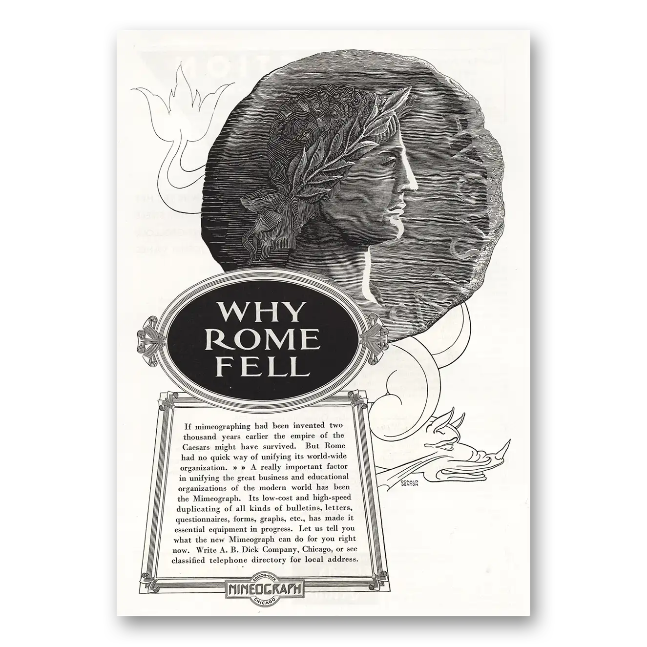 1934 Mimeograph Why Rome Fell Vintage Magazine Print Ad