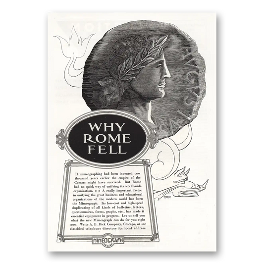 1934 Mimeograph Why Rome Fell Vintage Magazine Print Ad