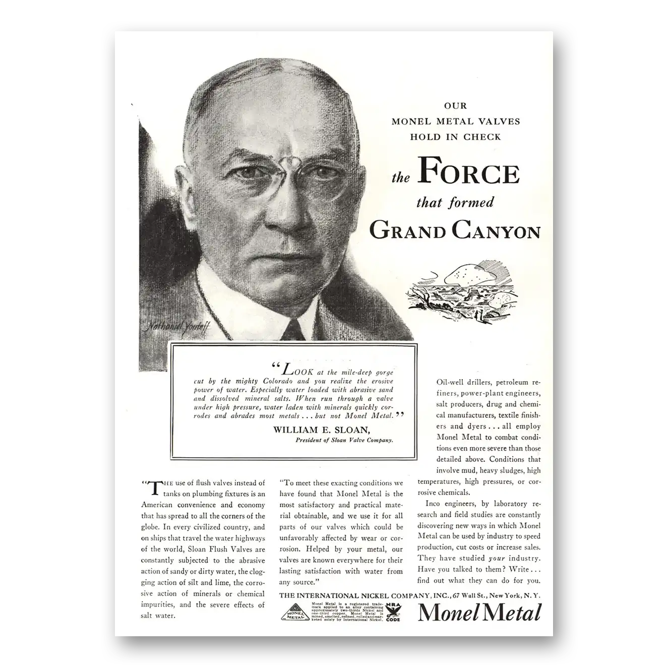 1934 International Nickel INCO Force That Formed Grand Canyon Vintage Magazine Print Ad