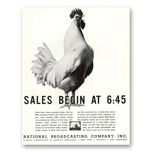 1934 NBC National Broadcasting Sales Begin at 645 Vintage Magazine Print Ad