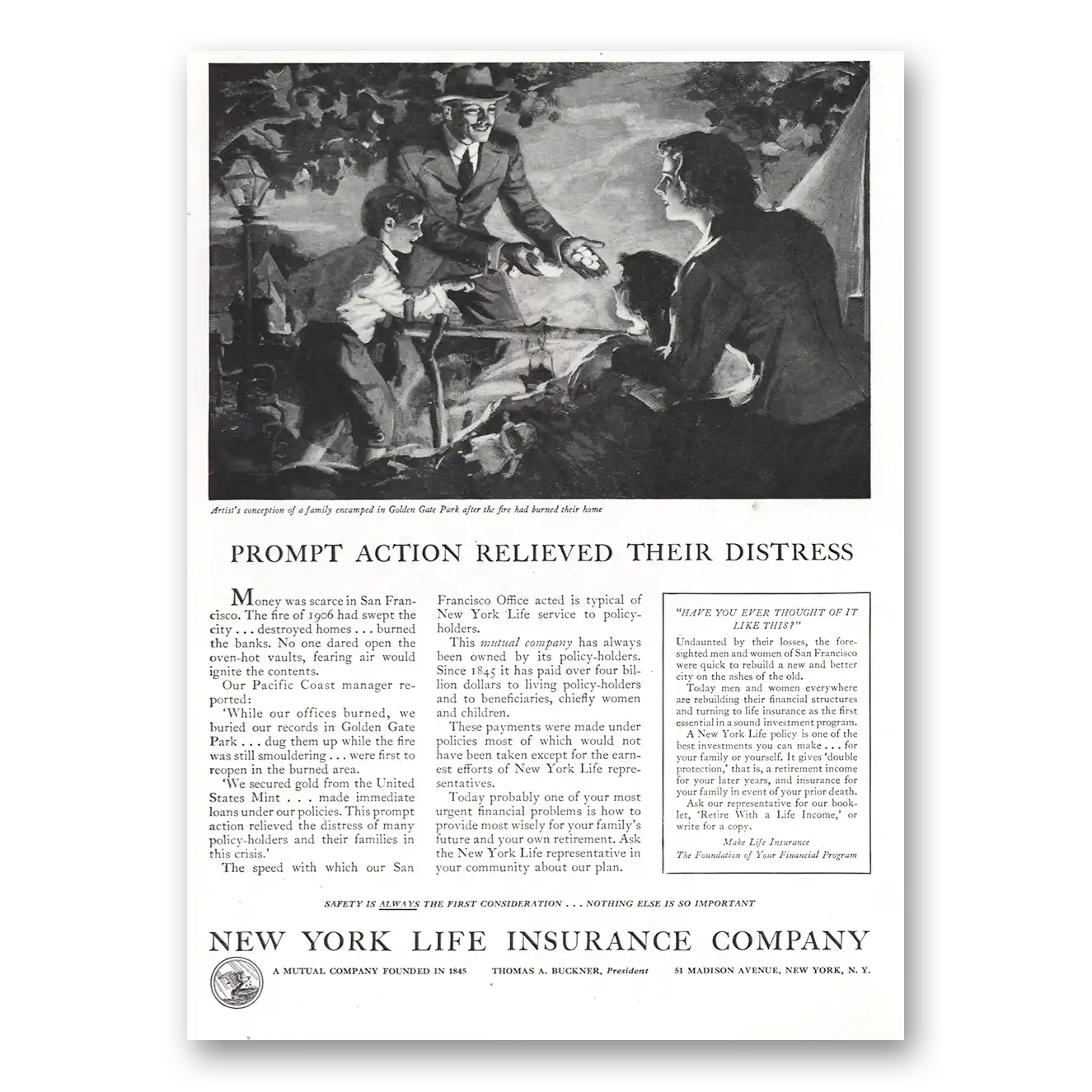 1934 New York Life Insurance Prompt Action Distress Vintage Magazine Print Ad