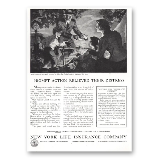 1934 New York Life Insurance Prompt Action Distress Vintage Magazine Print Ad