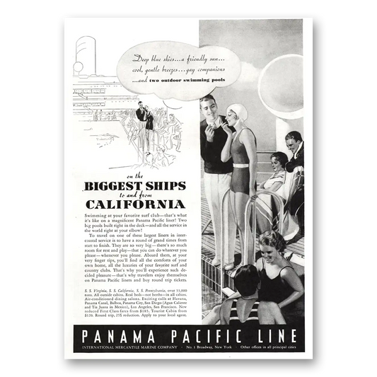 1934 Panama Pacific Line Deep Hue Skies Vintage Magazine Print Ad