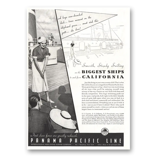 1934 Panama Pacific Line Biggest Ships California Vintage Magazine Print Ad