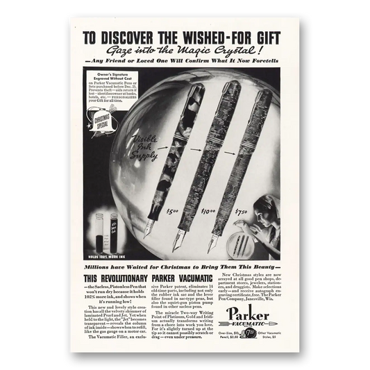 1934 Parker Vacumatic Pen Gaze into the Magic Crystal Vintage Magazine Print Ad