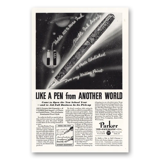 1934 Parker Vacumatic Pen Pen From Another World Vintage Magazine Print Ad