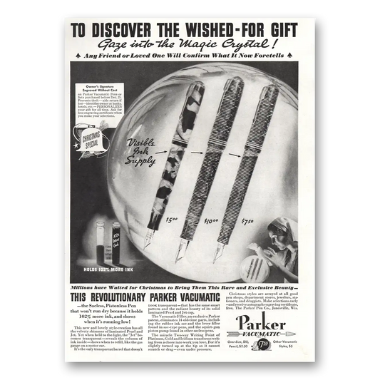 1934 Parker Vacumatic Pen Magic Crystal Vintage Magazine Print Ad