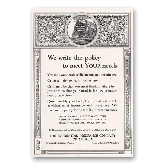 1934 Prudential Insurance We Write the Policy Vintage Magazine Print Ad