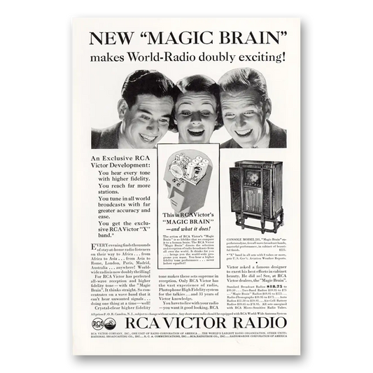 1934 RCA Victor Radios Radio Magic Brain World Radio Vintage Magazine Print Ad