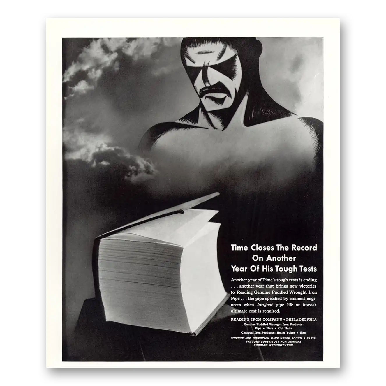 1934 Reading Iron Time Closes the Record Vintage Magazine Print Ad