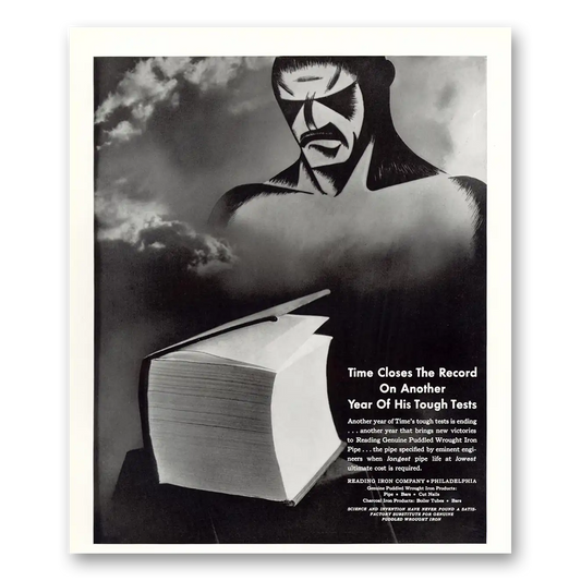 1934 Reading Iron Time Closes the Record Vintage Magazine Print Ad