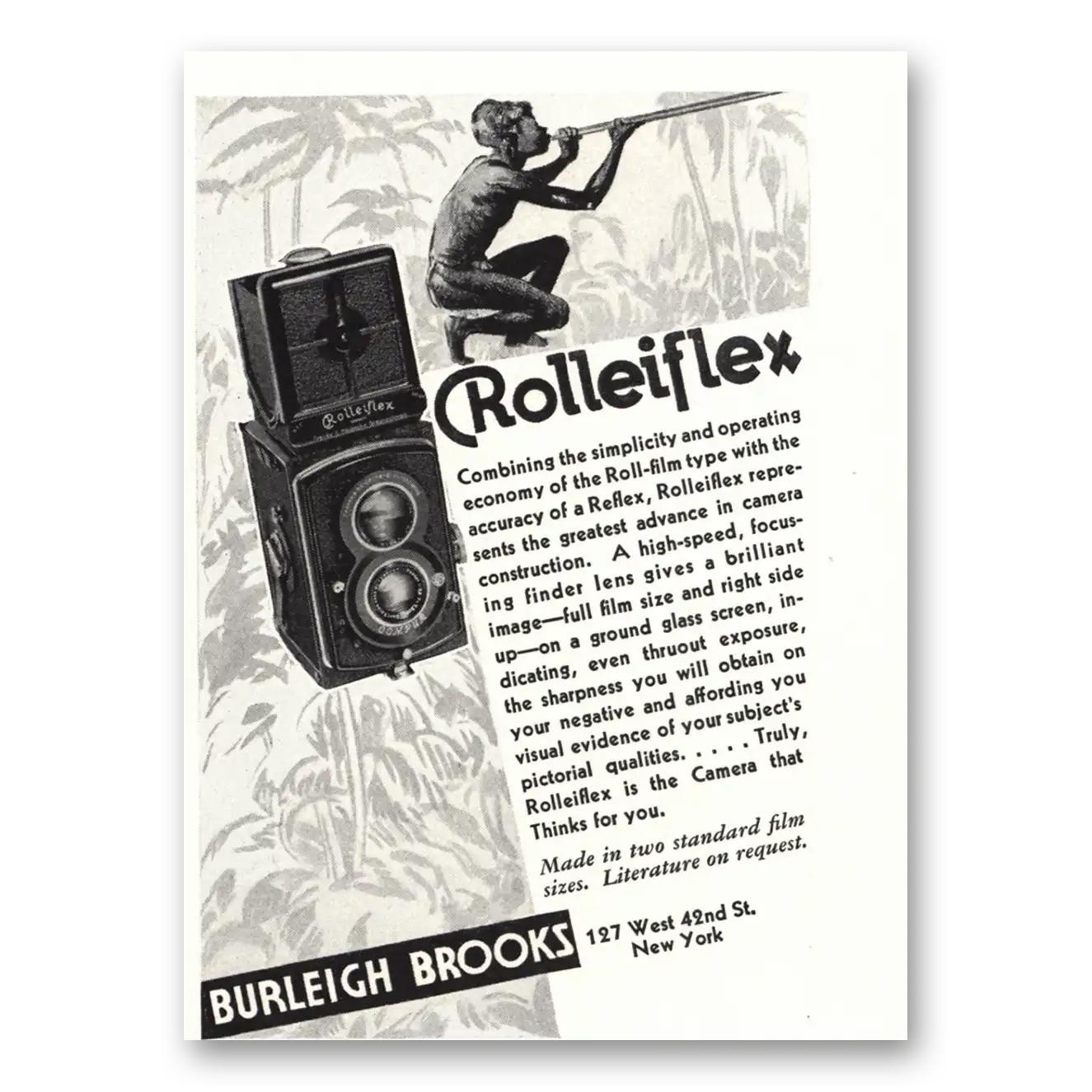 1934 Rolleiflex Camera Combing the Simplicity Vintage Magazine Print Ad