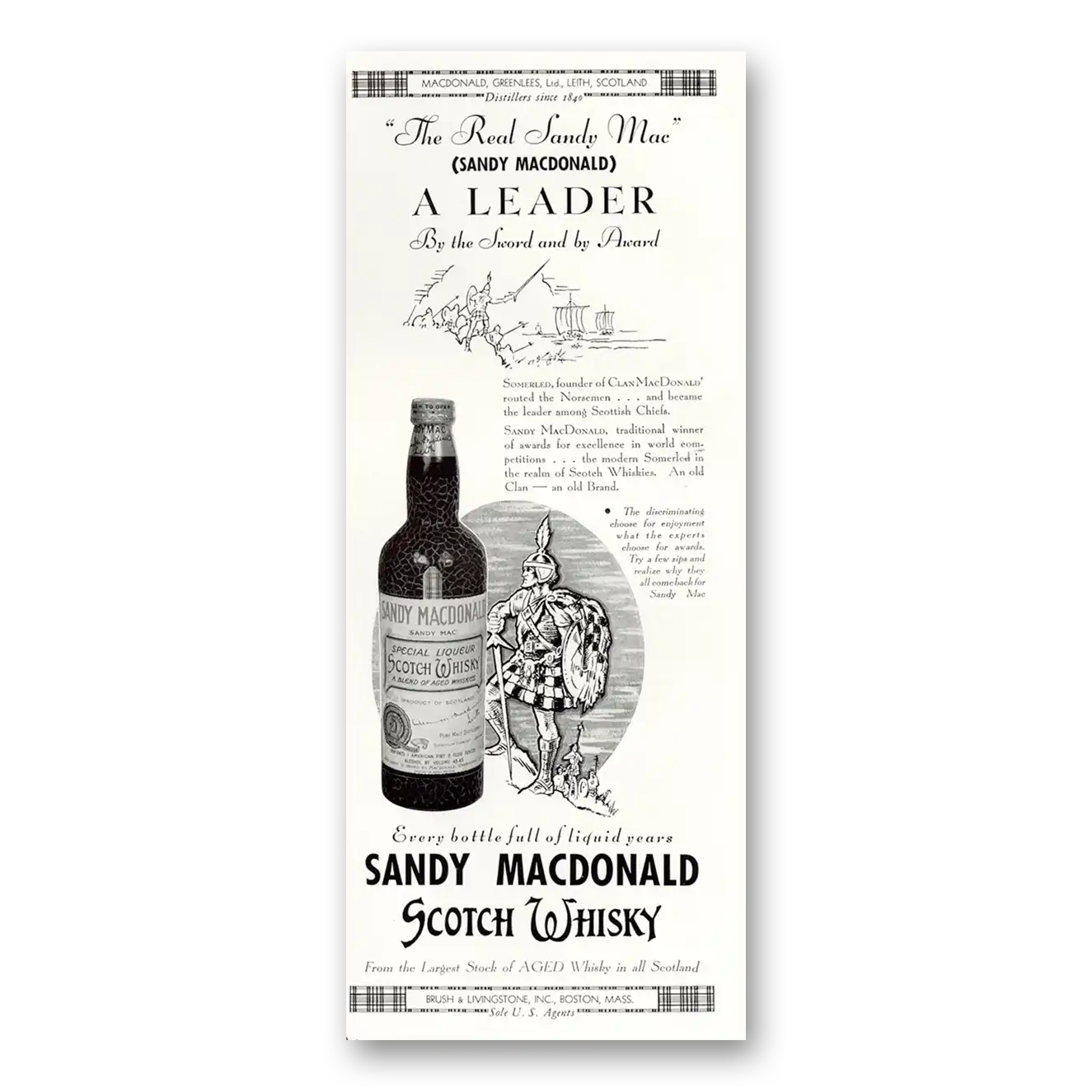 1934 Sandy MacDonald Whisky Real Sandy Mac Vintage Magazine Print Ad