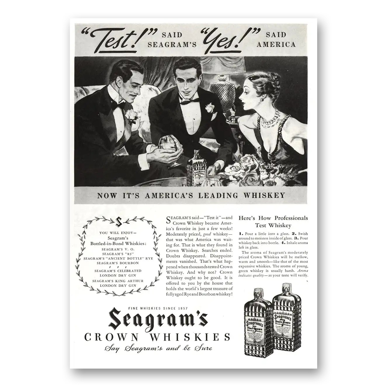 1934 Seagrams Crown Whiskies Yes Said America Vintage Magazine Print Ad