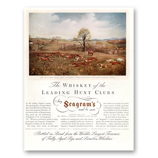 1934 Seagrams VO Whisky Whiskey of the Leading Hunt Clubs Vintage Magazine Print Ad