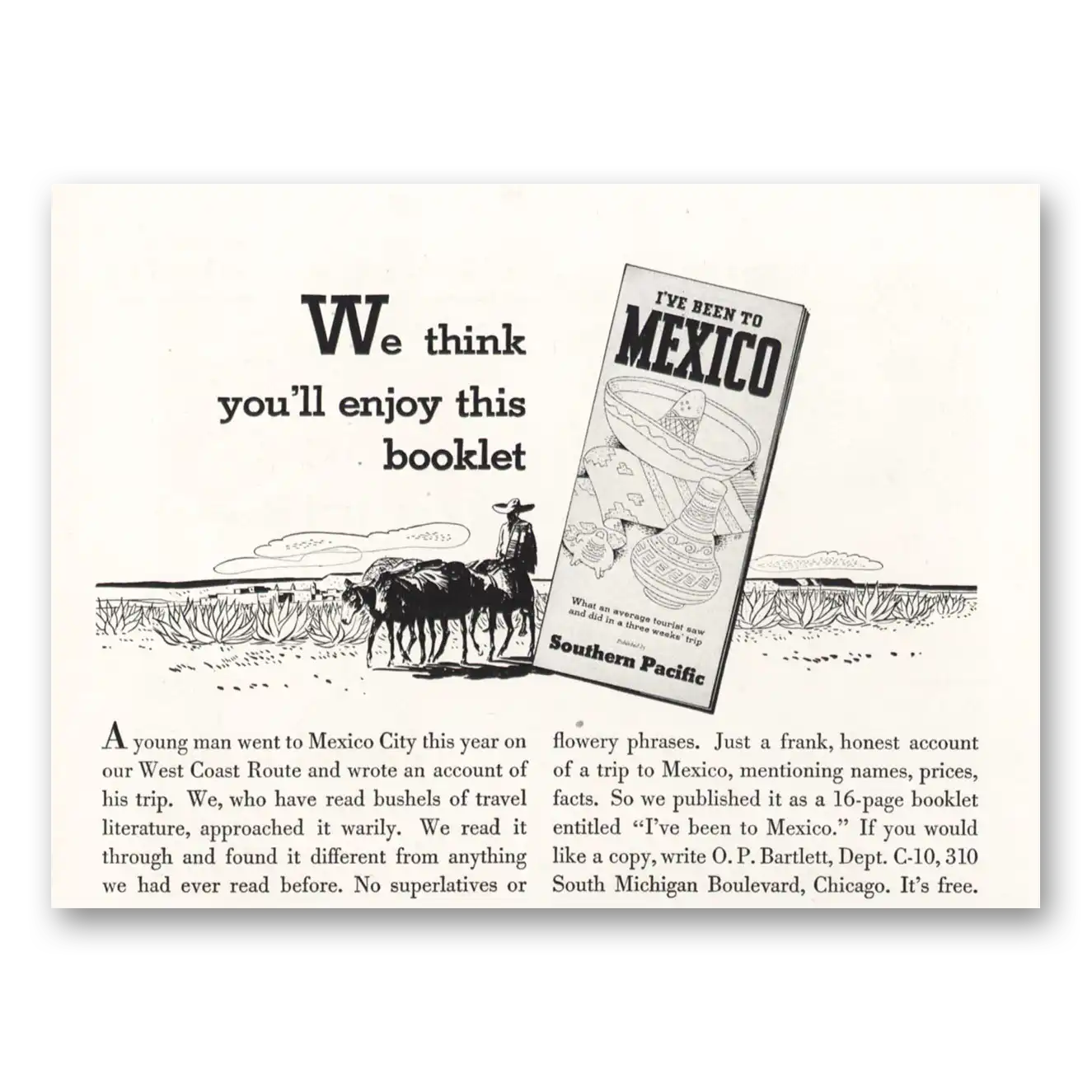 1934 Southern Pacific Been to Mexico Vintage Magazine Print Ad