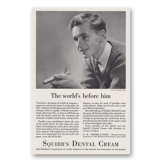 1934 Squibb Dental Cream Worlds Before Him Vintage Magazine Print Ad