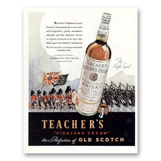 1934 Teachers Whisky Highland Cream Scotch Vintage Magazine Print Ad