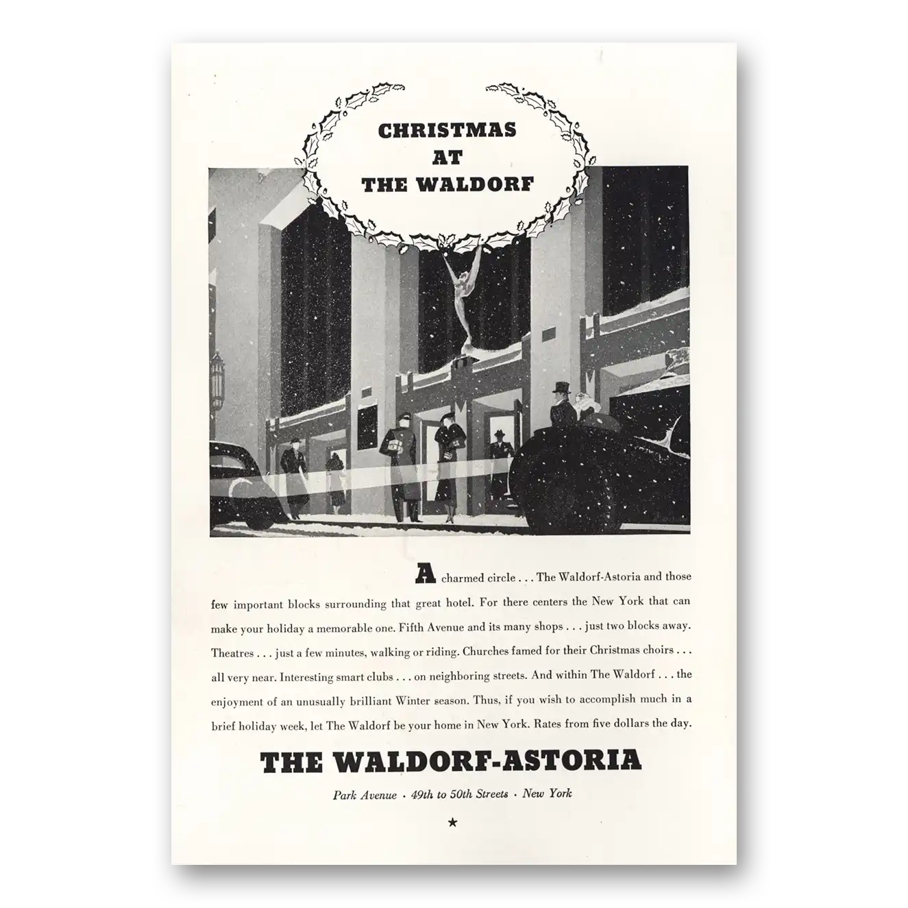 1934 Waldorf Astoria Christmas at the Waldorf Vintage Magazine Print Ad