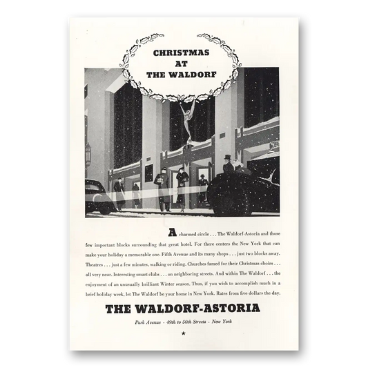 1934 Waldorf Astoria Christmas at the Waldorf Vintage Magazine Print Ad