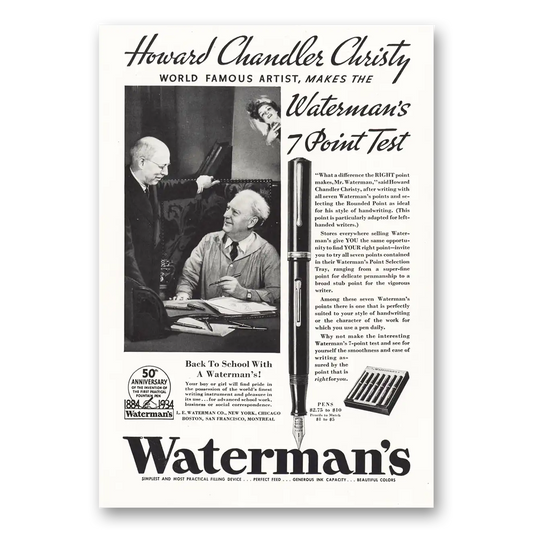 1934 Watermans Pen Howard Chandler Christy Vintage Magazine Print Ad